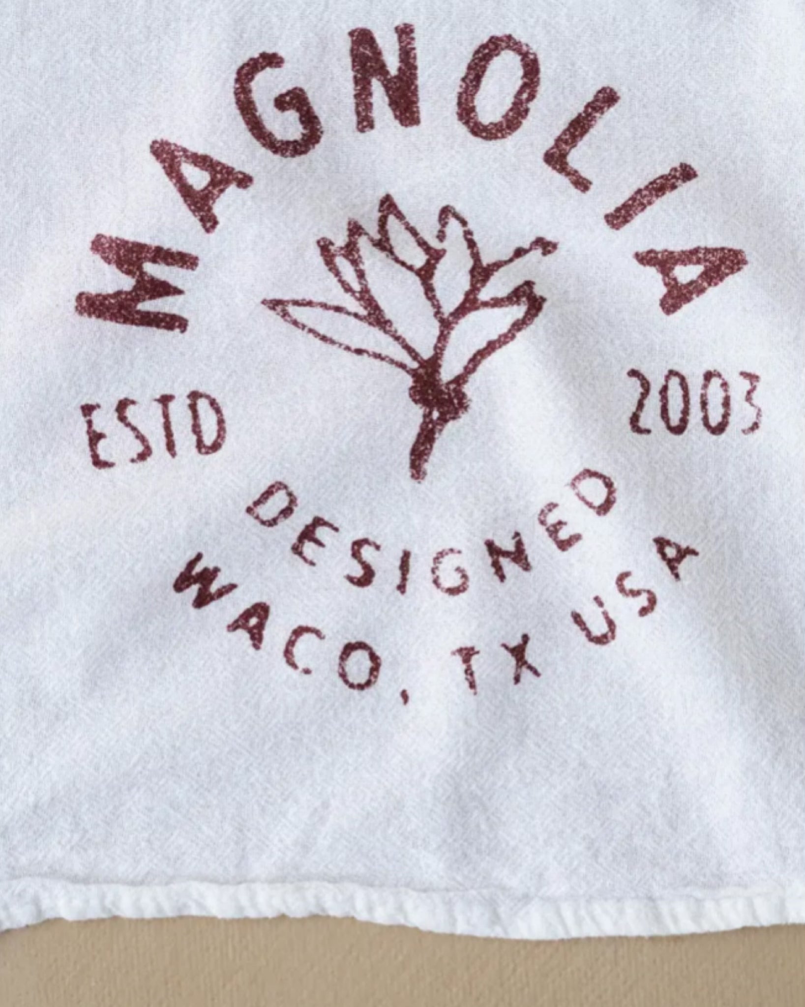 Magnolia Flower Stamp Tea Towel