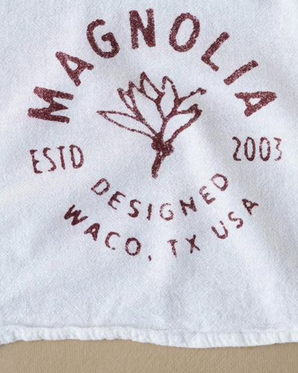 Magnolia Flower Stamp Tea Towel