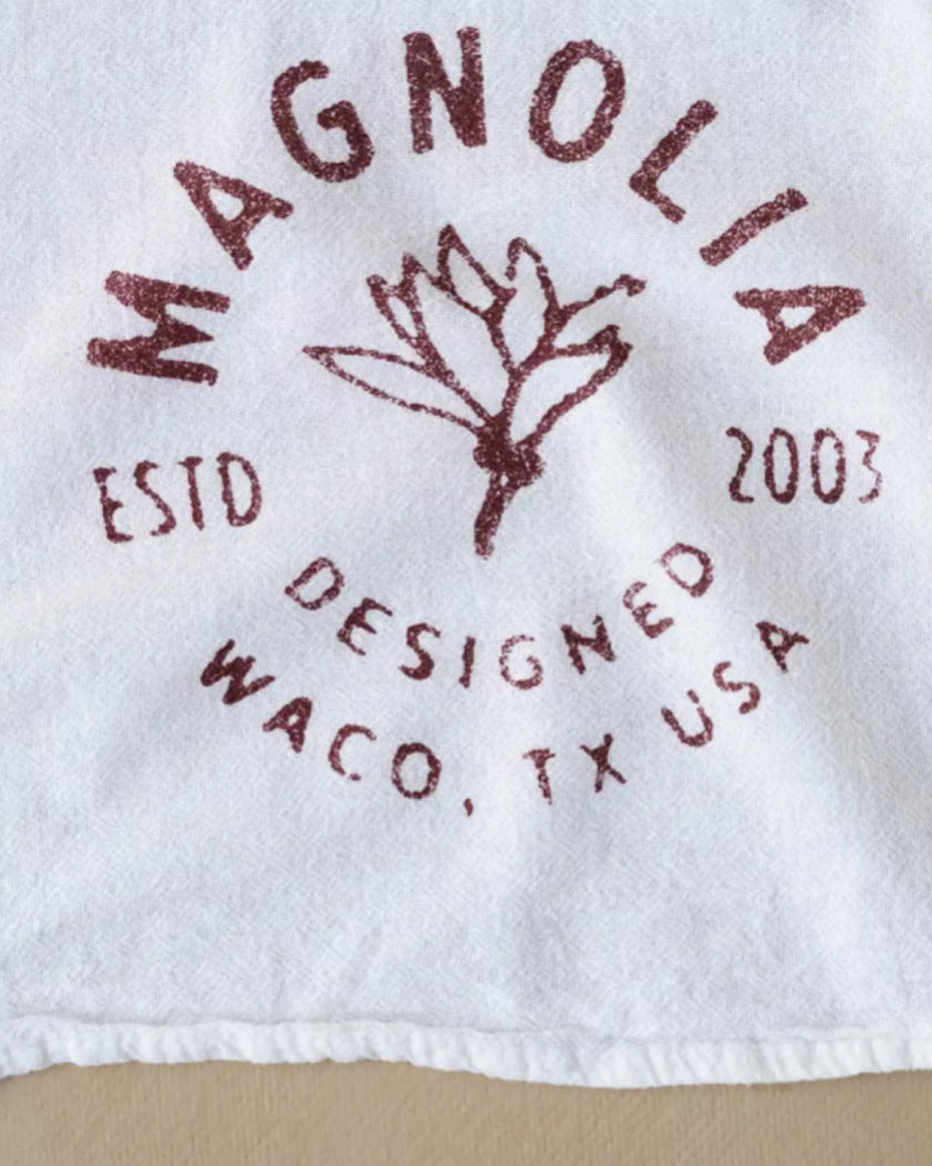 Magnolia Flower Stamp Tea Towel