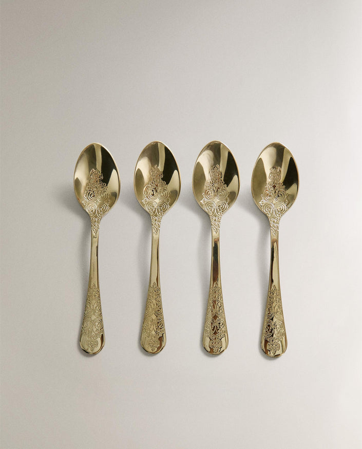 Dark Gold Engraved Teaspoon