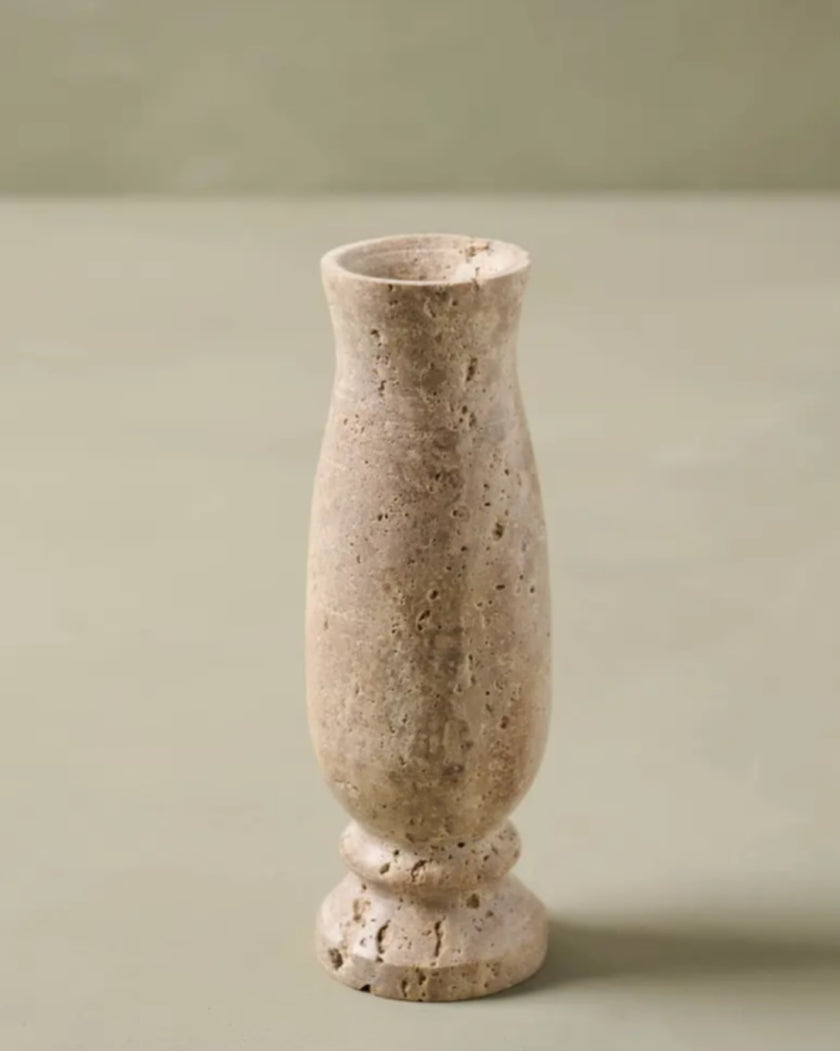 Distressed Travertine Bud Vase