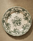 Floral Earthenware Dinnerware Set in Dark Olive Green