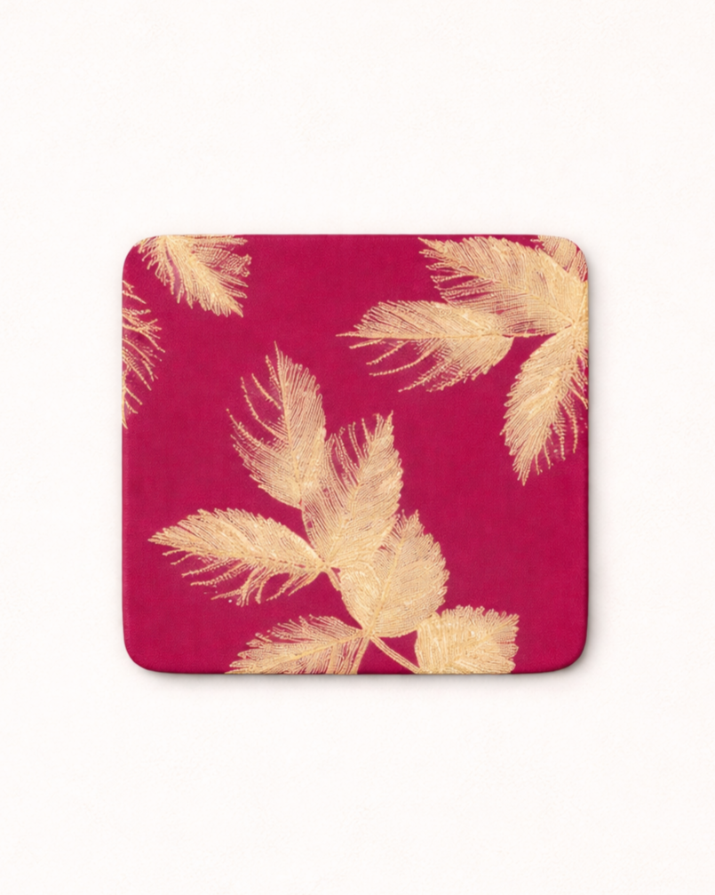 Eteched Leaves Coasters - Fushcia