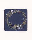 Eteched Leaves Coasters - Deep Blue