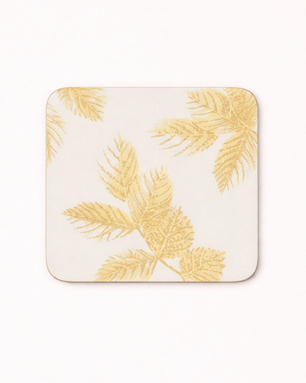 Eteched Leaves Coasters - Light Grey/Cream