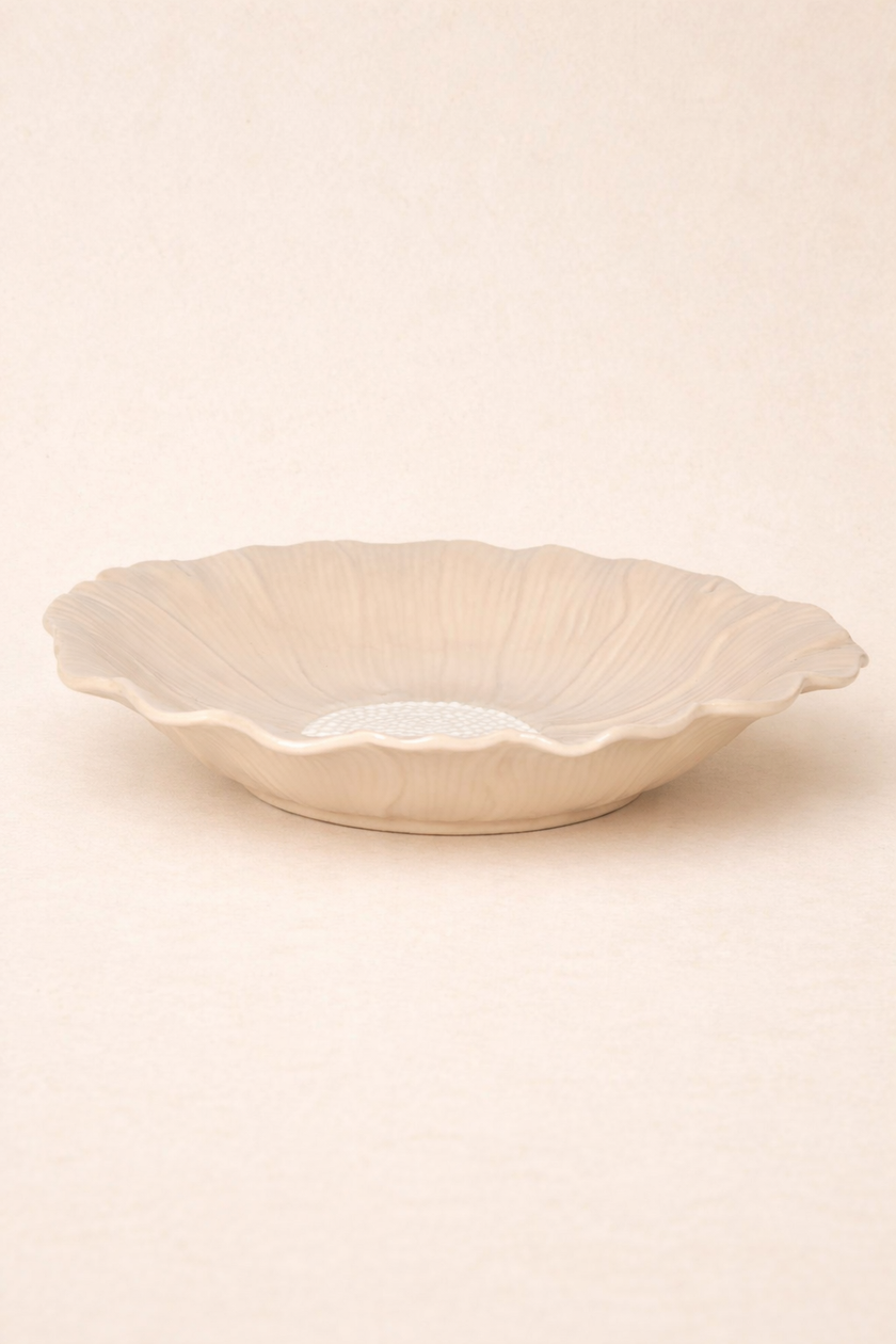 Pastel Plate Petals Deep Serving Dish 30cm (Soft Beige, Sunflower Yellow, Ruby Berry)