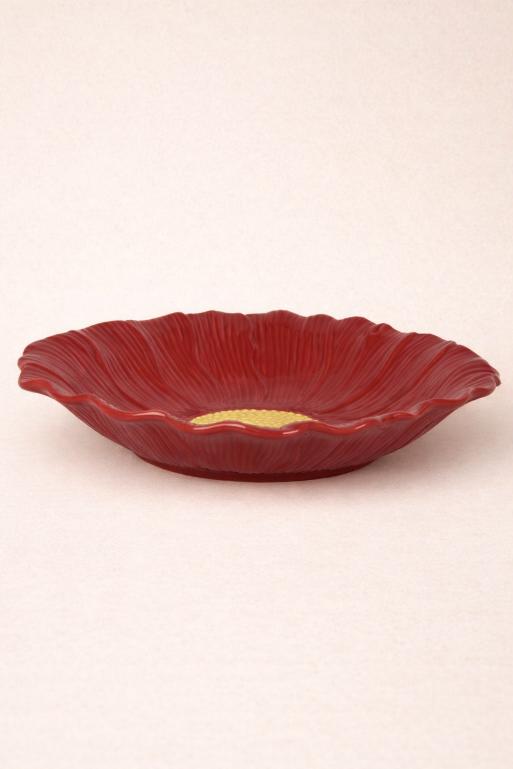 Pastel Plate Petals Deep Serving Dish 30cm (Soft Beige, Sunflower Yellow, Ruby Berry)