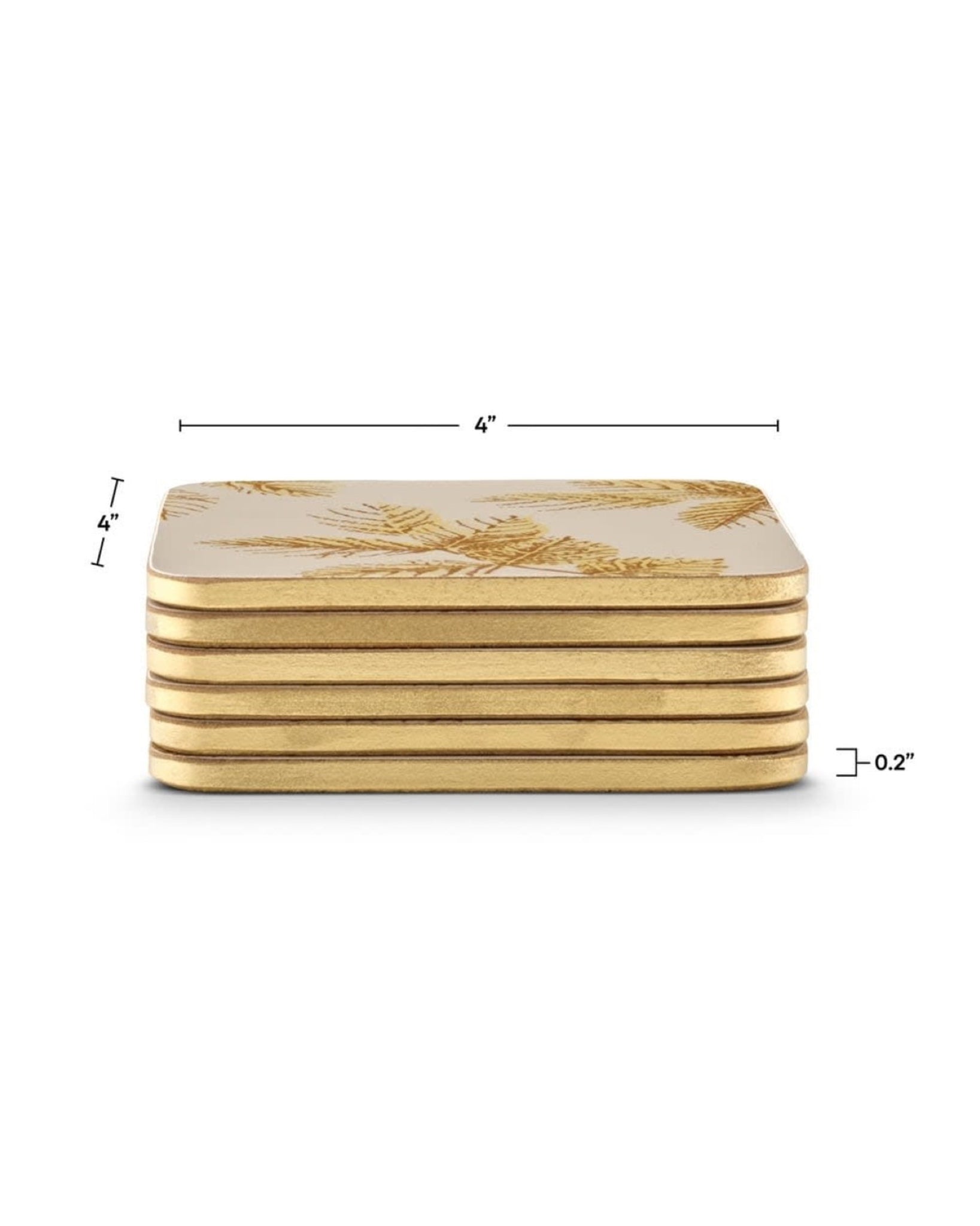 Eteched Leaves Coasters Set - Light Grey/Cream