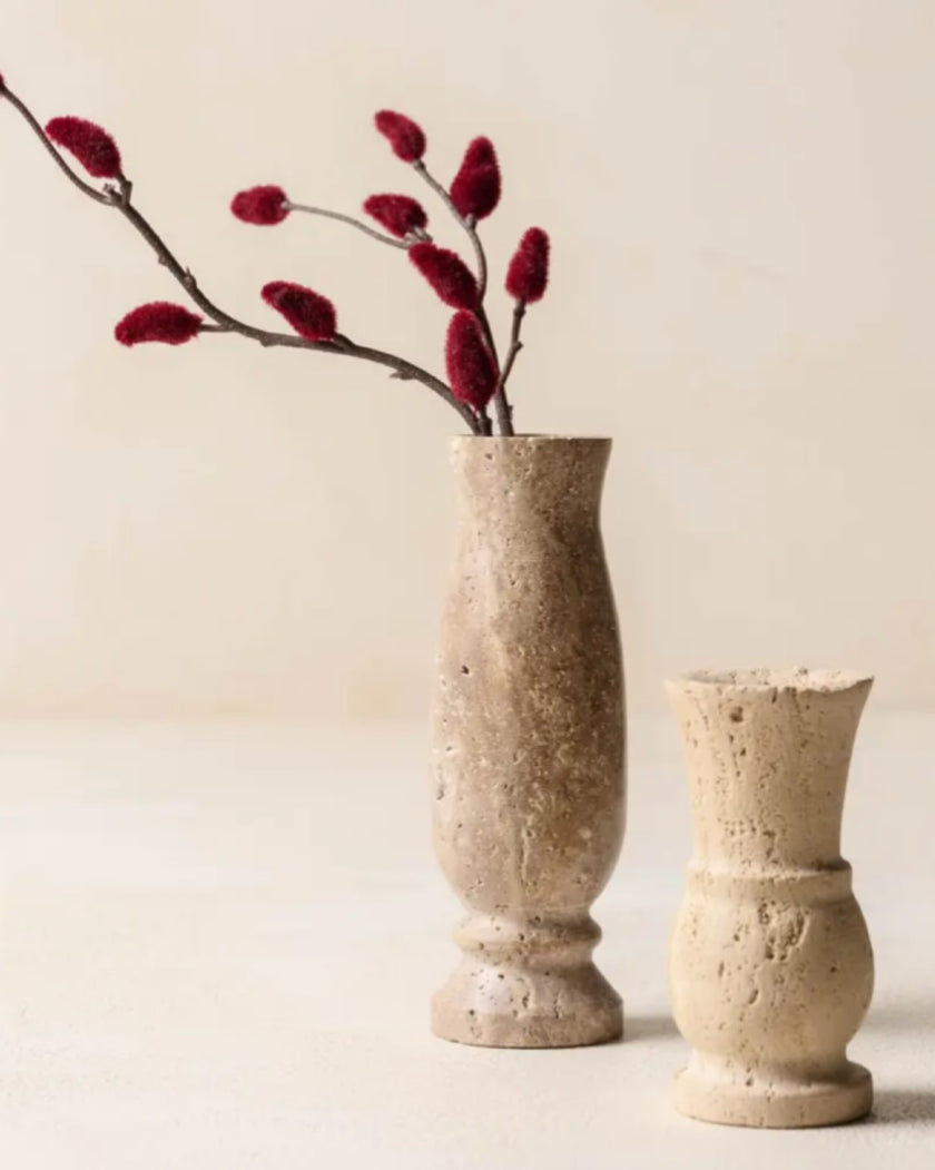 Distressed Travertine Bud Vase