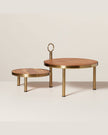 [imperfect] Tiered Wood & Metal Nested Round Serving Stand Brass/Brown