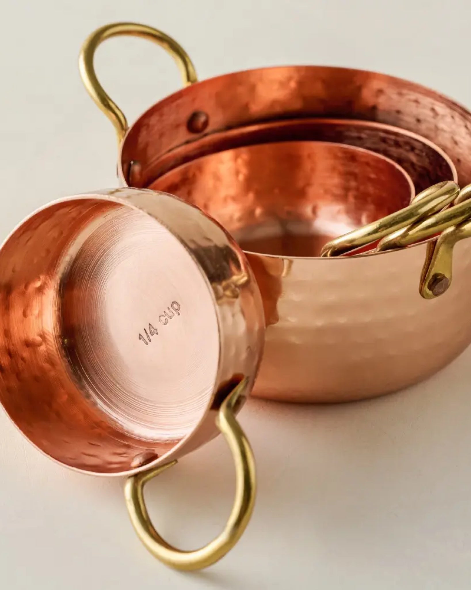 Hammered Copper & Gold Measuring Cups