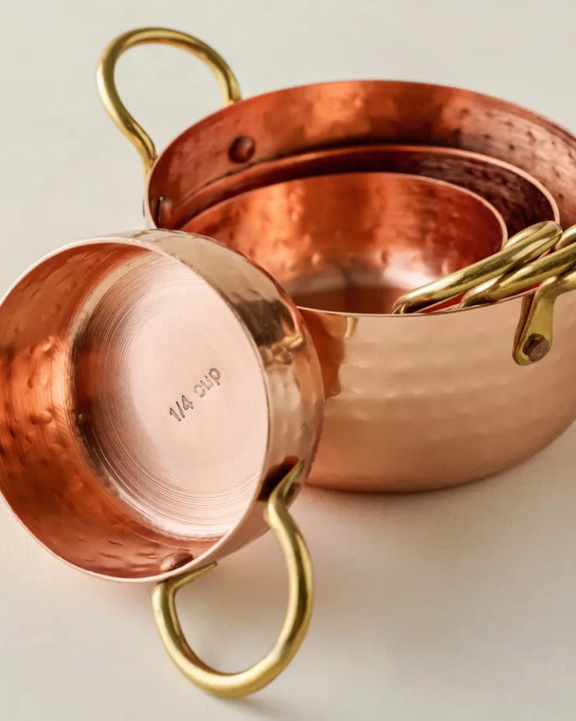 Hammered Copper & Gold Measuring Cups