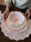 Embroidered Scallop Placemat – Bow Wreath 38cm