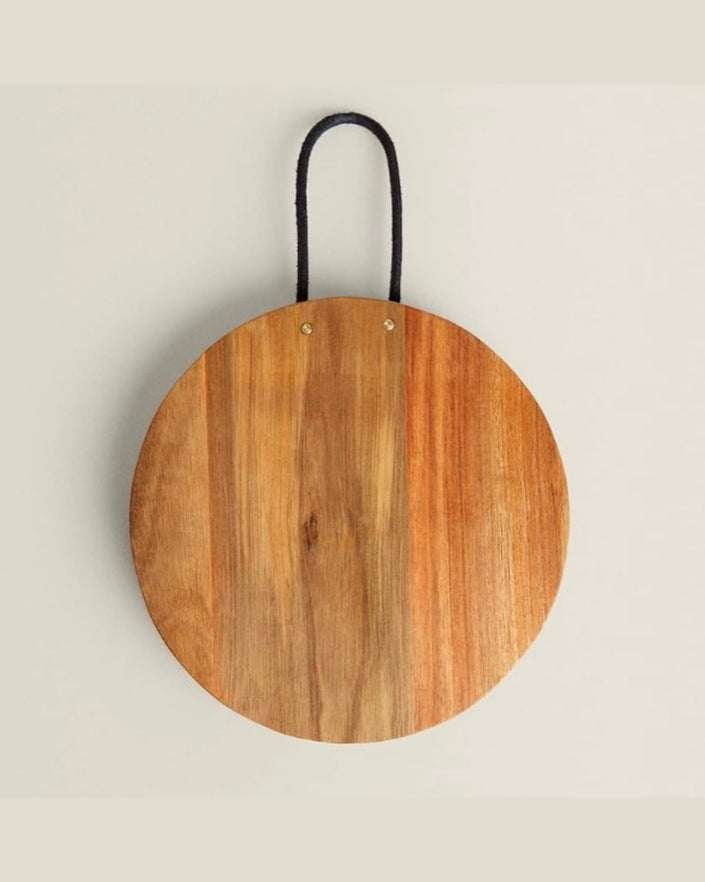 [imperfect] Wooden Cutting & Serving Board with Leather Handle