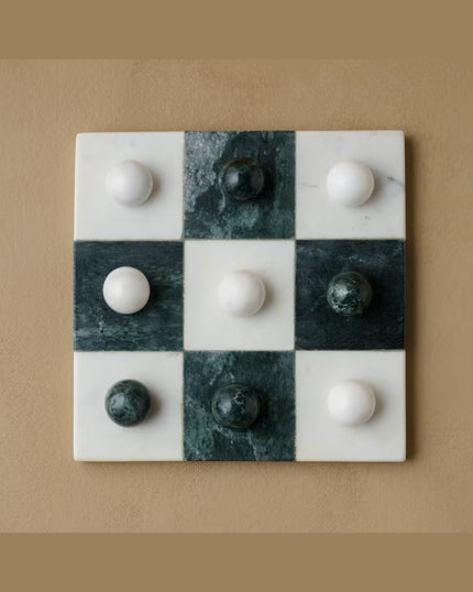 Green and White Marble Tic Tac Toe