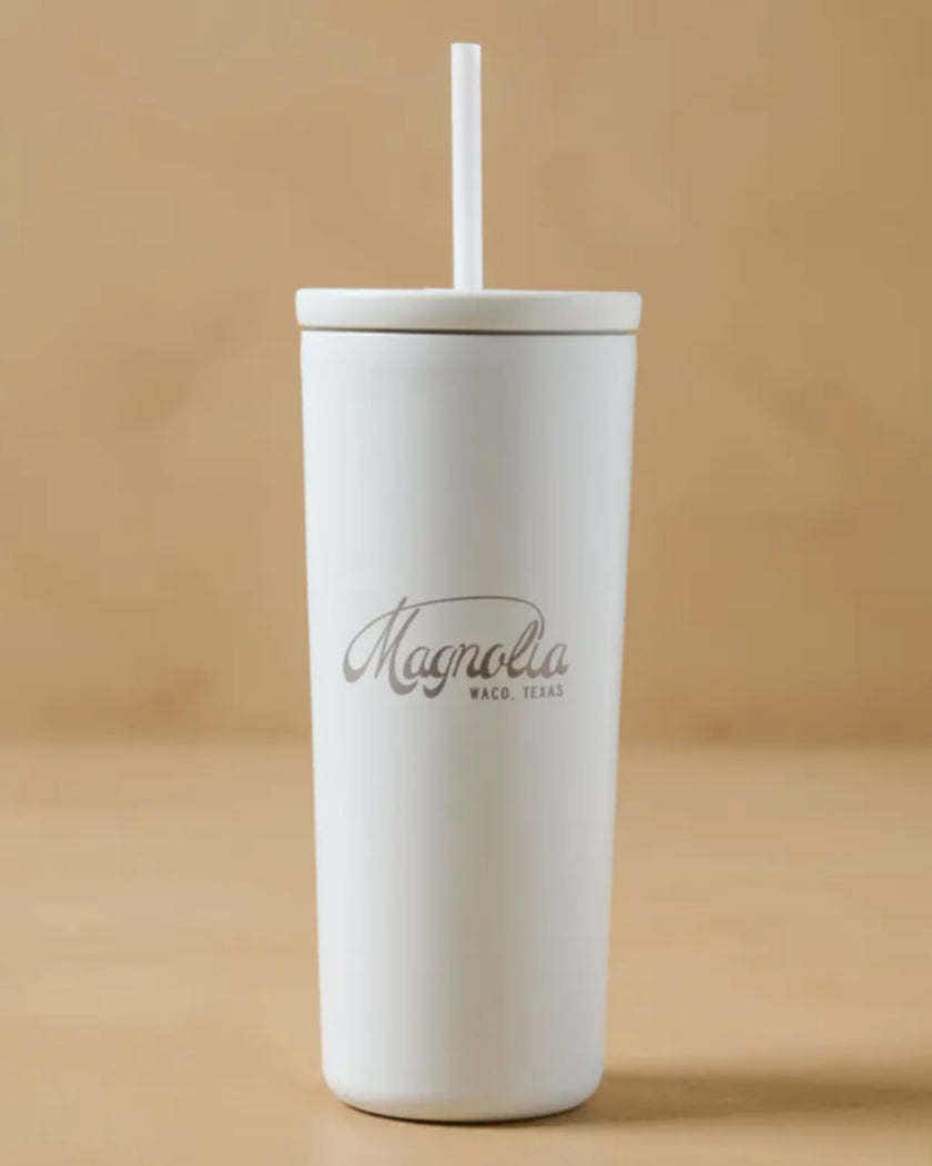 Magnolia White 24oz Cold Tumbler with Straw