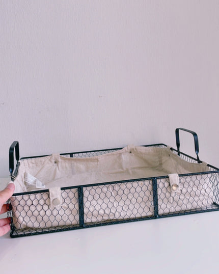 [imperfect] Metal Mesh Basket with Cover and Handles