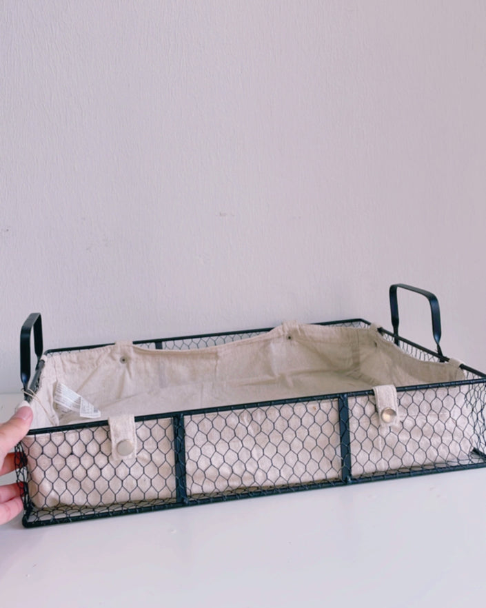 [imperfect] Metal Mesh Basket with Cover and Handles