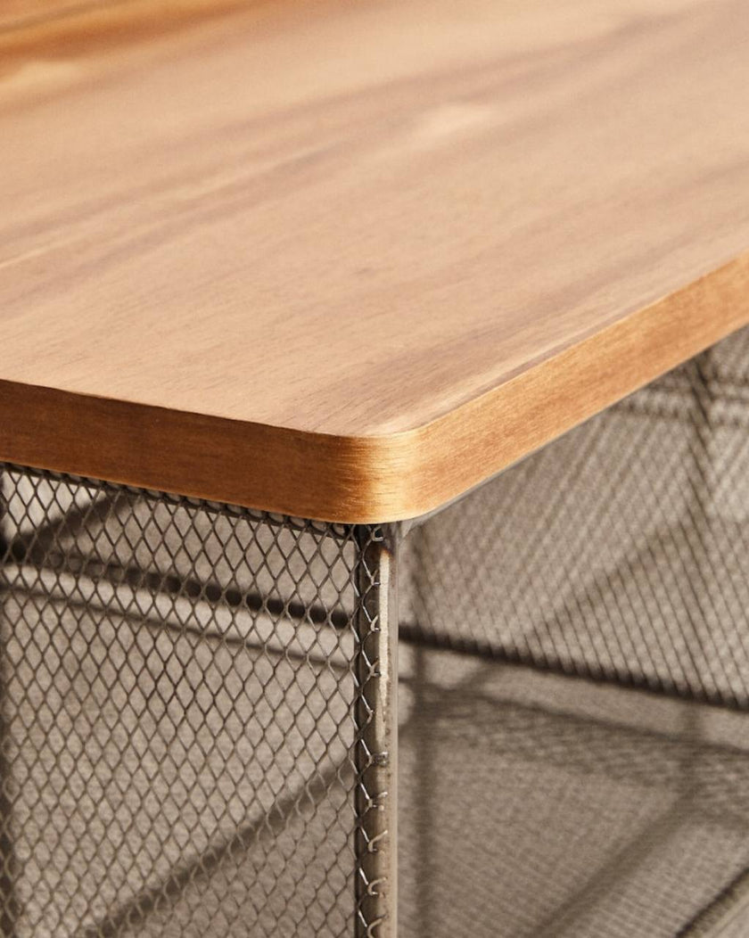 Metal and Wood Bench