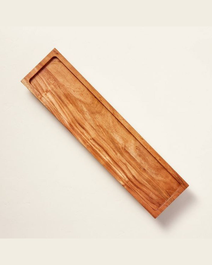 71cm Footed Wood Serving Board Riser Brown