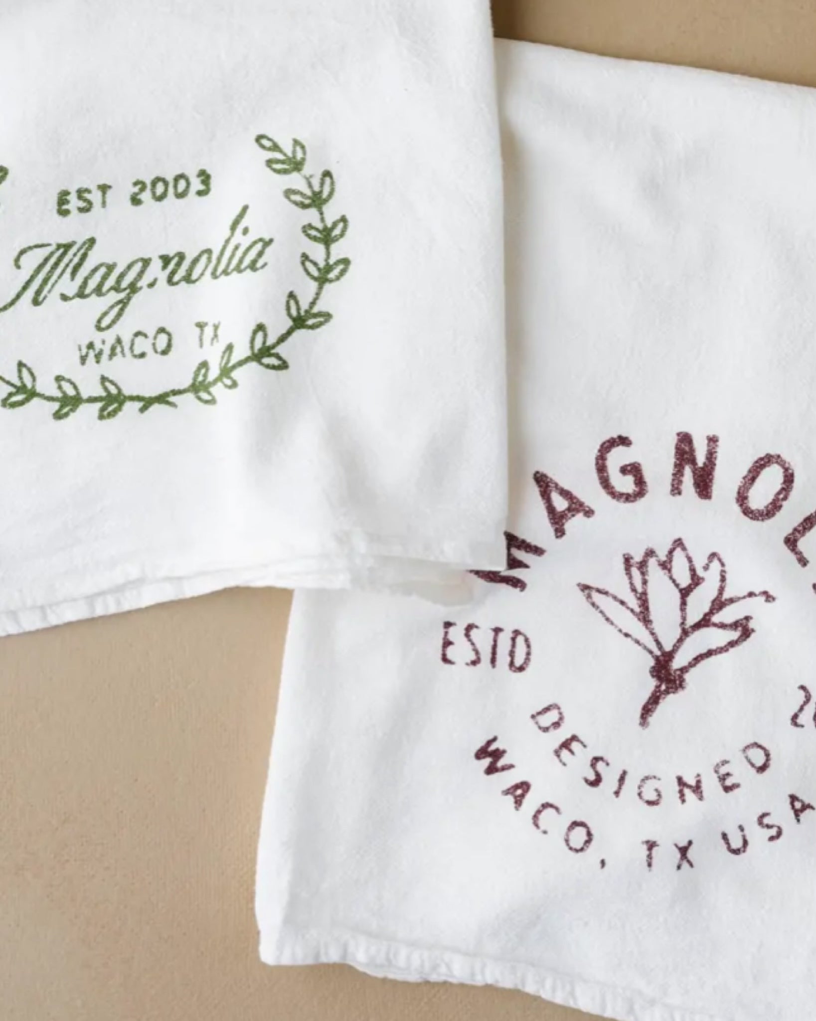 Magnolia Sage Laurel Wreath Tea Towel