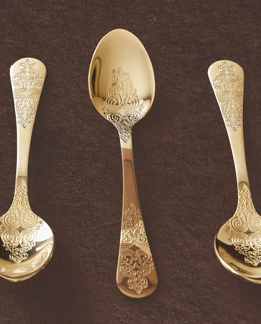 Dark Gold Engraved Teaspoon