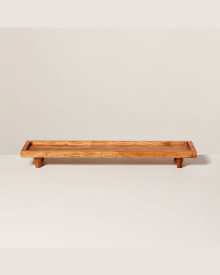 71cm Footed Wood Serving Board Riser Brown