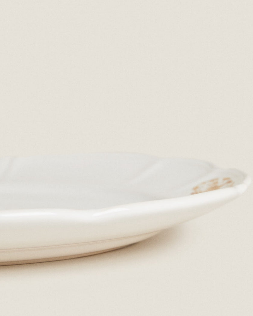 Gold Floral Earthenware Serving Platter