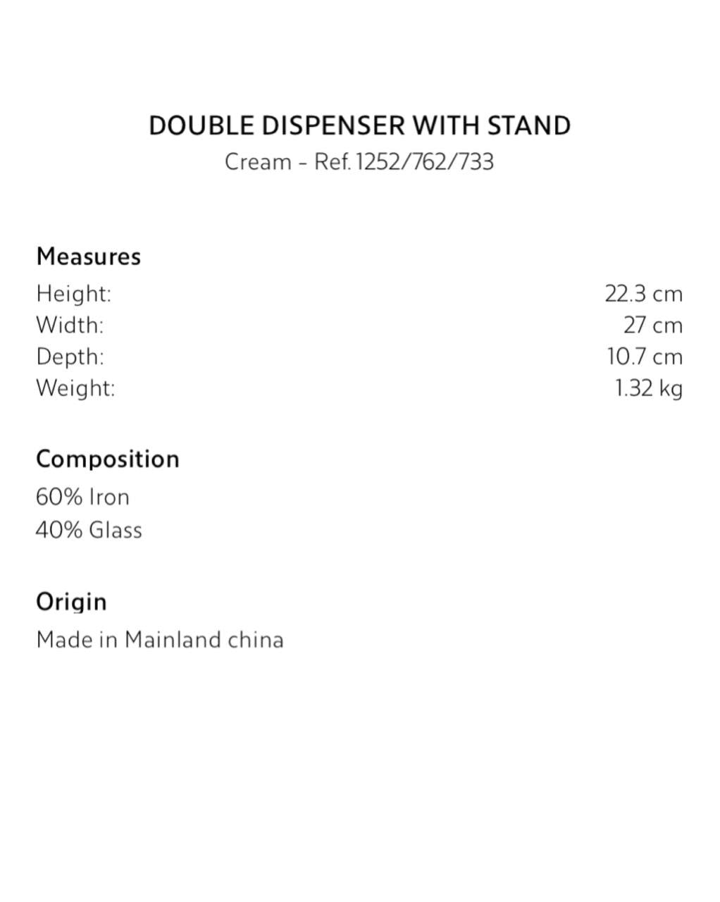 Double Dispenser With Stand (Cream)