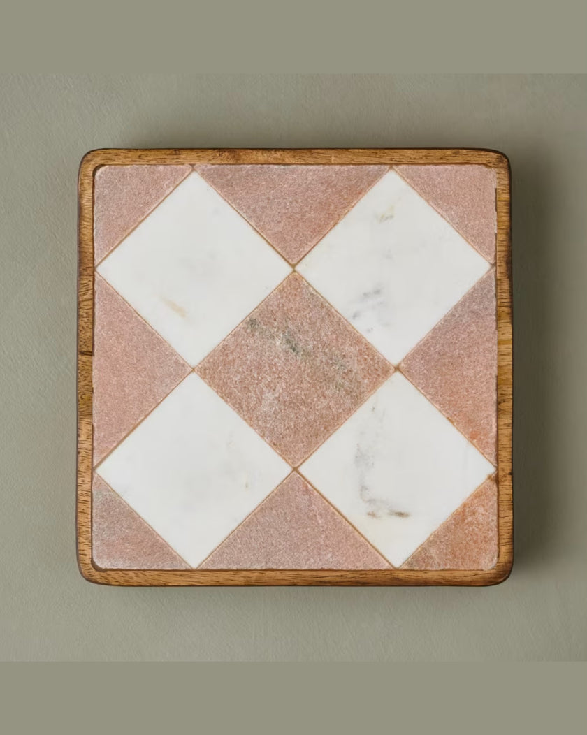 Everett Checkered Marble Trivet