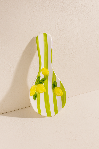 Lemons Embossed Spoon Rest (hand painted)