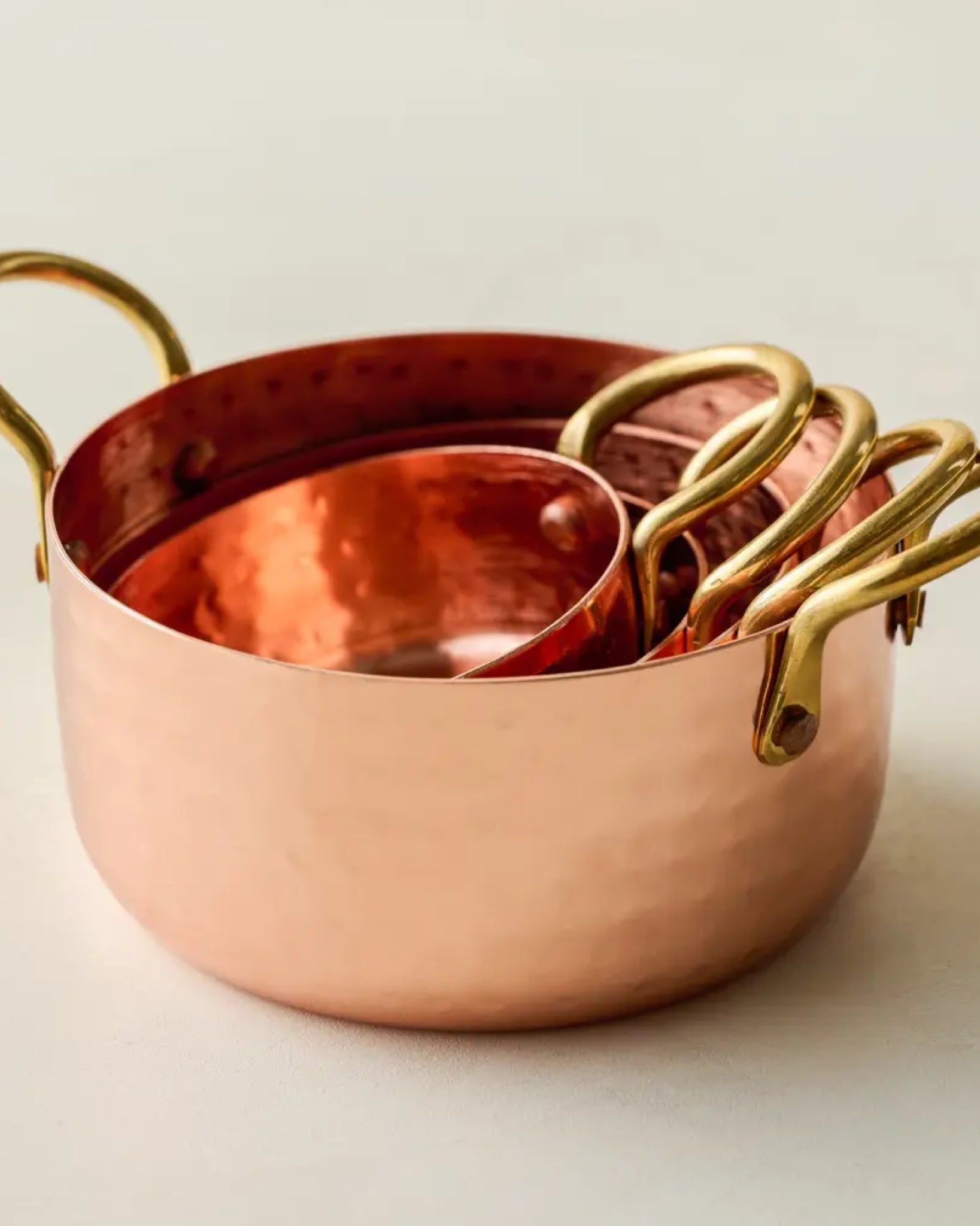 Hammered Copper & Gold Measuring Cups