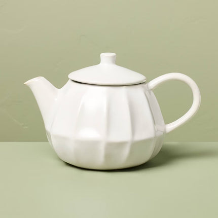 25 fl oz Stoneware Teapot Sour Cream