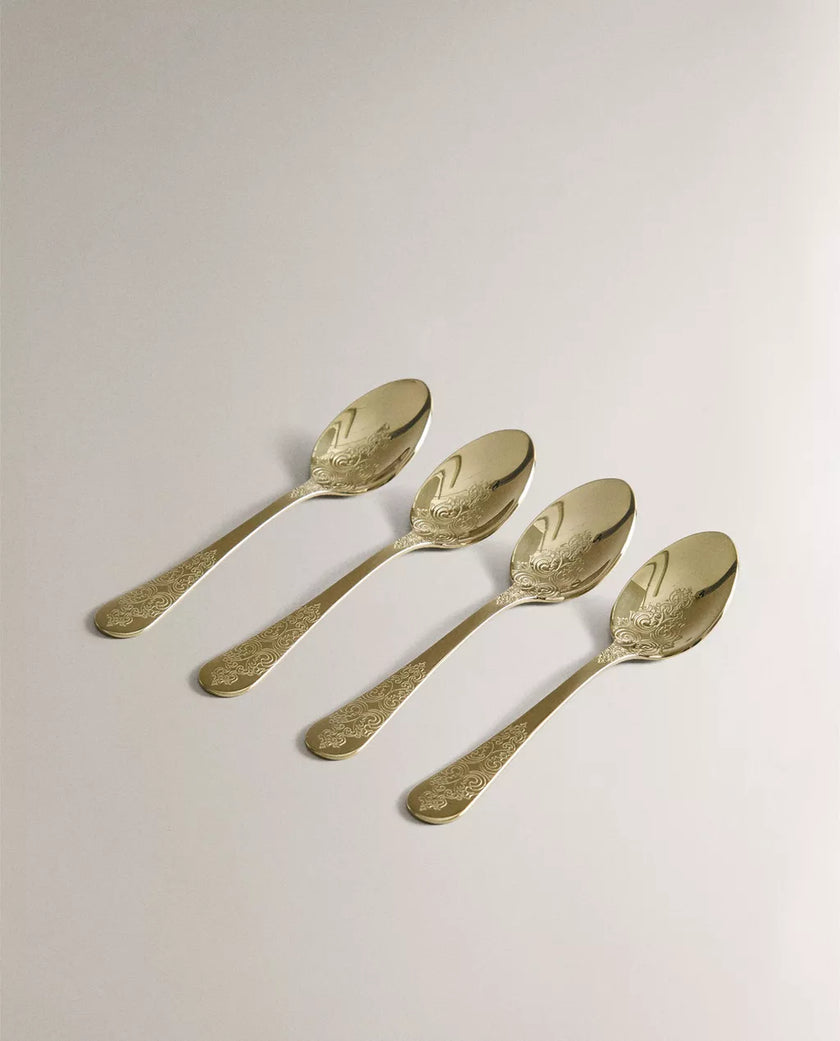Dark Gold Engraved Teaspoon