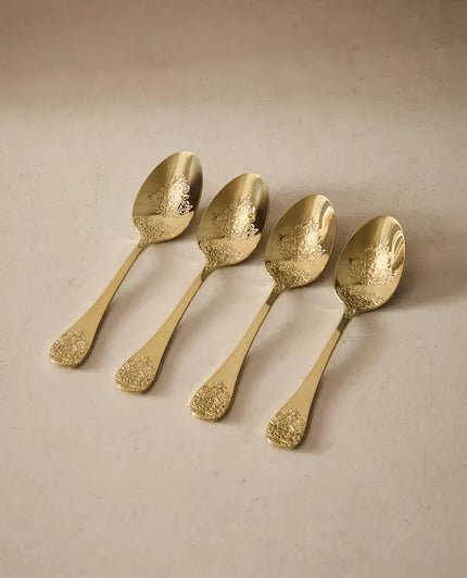 Dark Gold Engraved Teaspoon