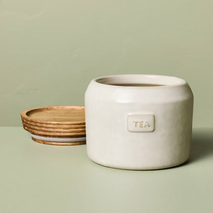 20 fl oz Stoneware Tea Canister Sour Cream