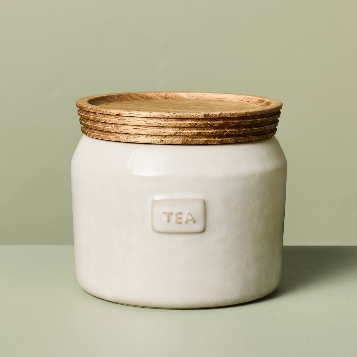 20 fl oz Stoneware Tea Canister Sour Cream