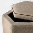 Storage Ottoman with Twisted Piping Detail Brown Linen