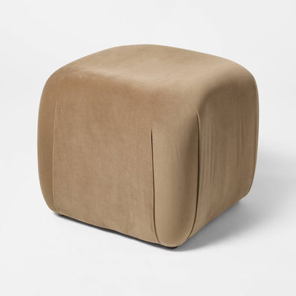 Square Velvet Ottoman Tan