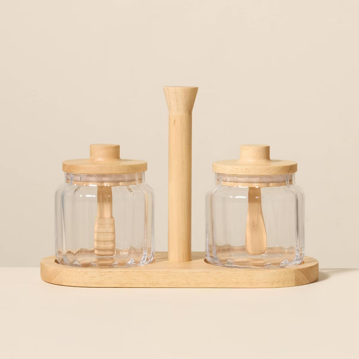 Glass Honey and Jam Serve Containers and Caddy
