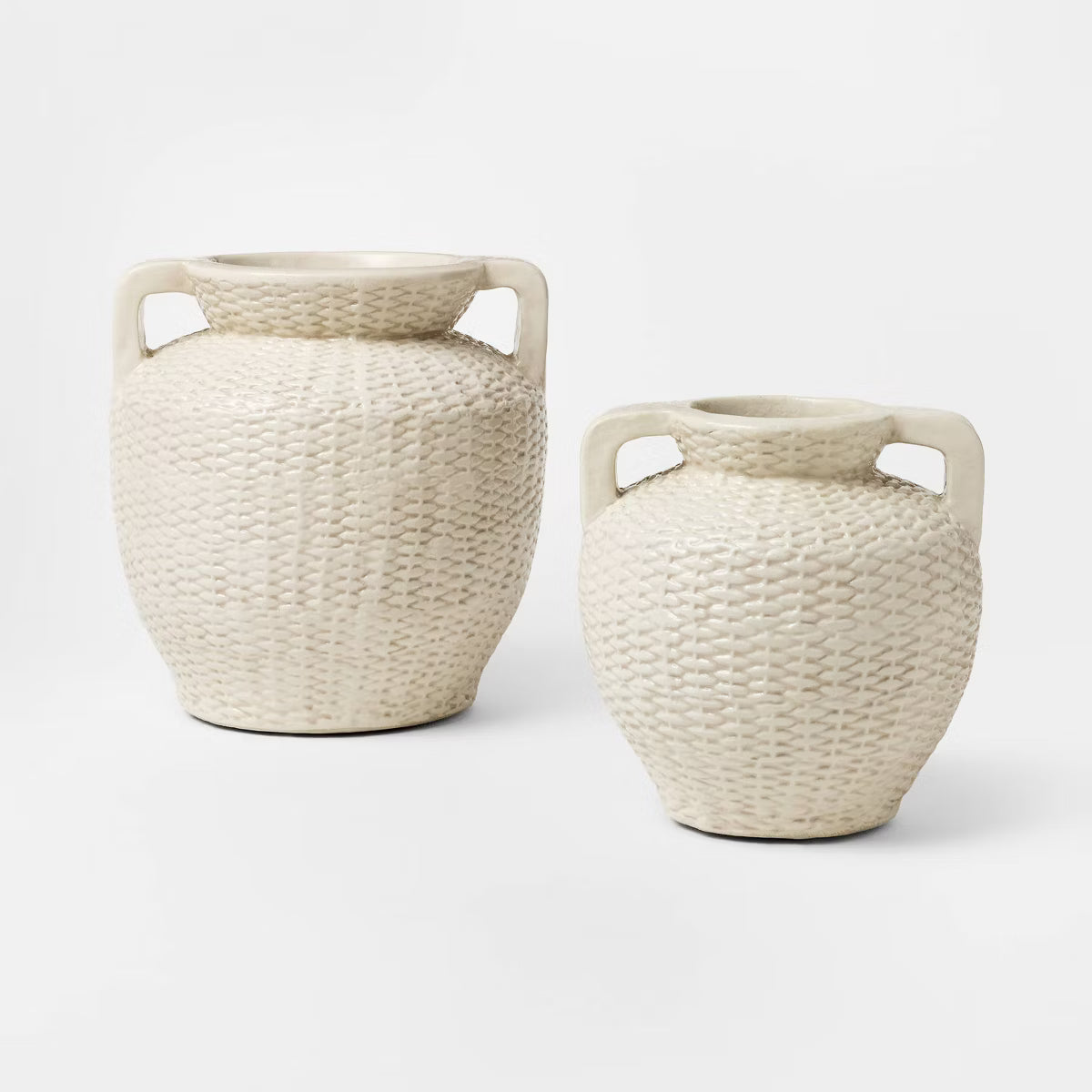 Woven Texture Ceramic Vase Cream