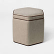 Storage Ottoman with Twisted Piping Detail Brown Linen