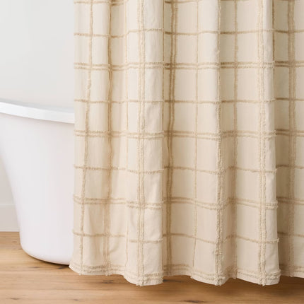 Tufted Grid Shower Curtain Tan