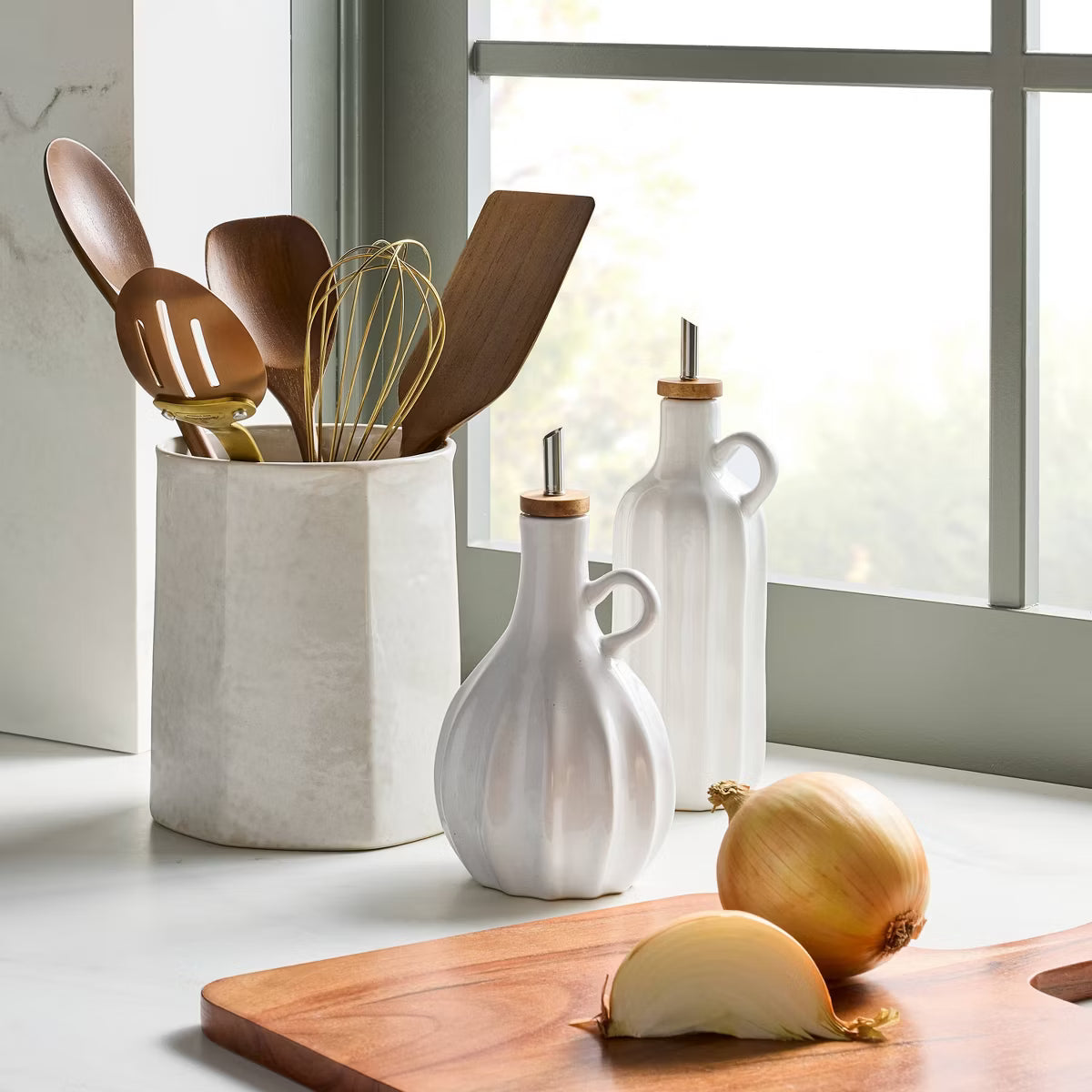 10oz 2pc Stoneware Oil and Vinegar Set Sour Cream