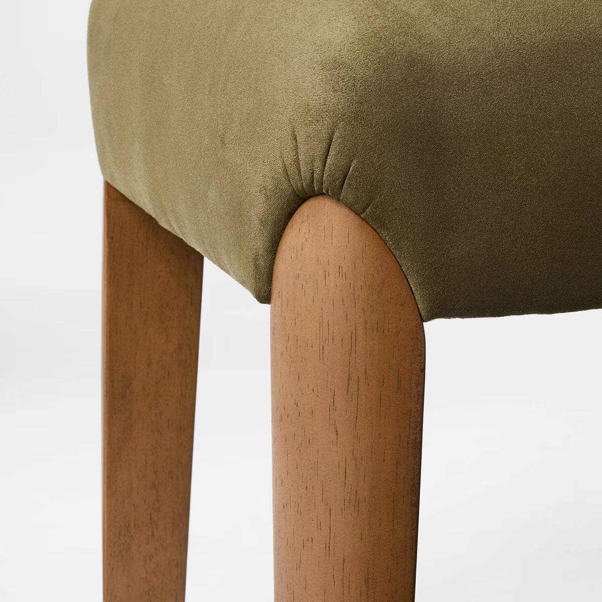 Upholstered Ottoman With Wood Legs Olive Green