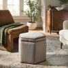 Storage Ottoman with Twisted Piping Detail Brown Linen