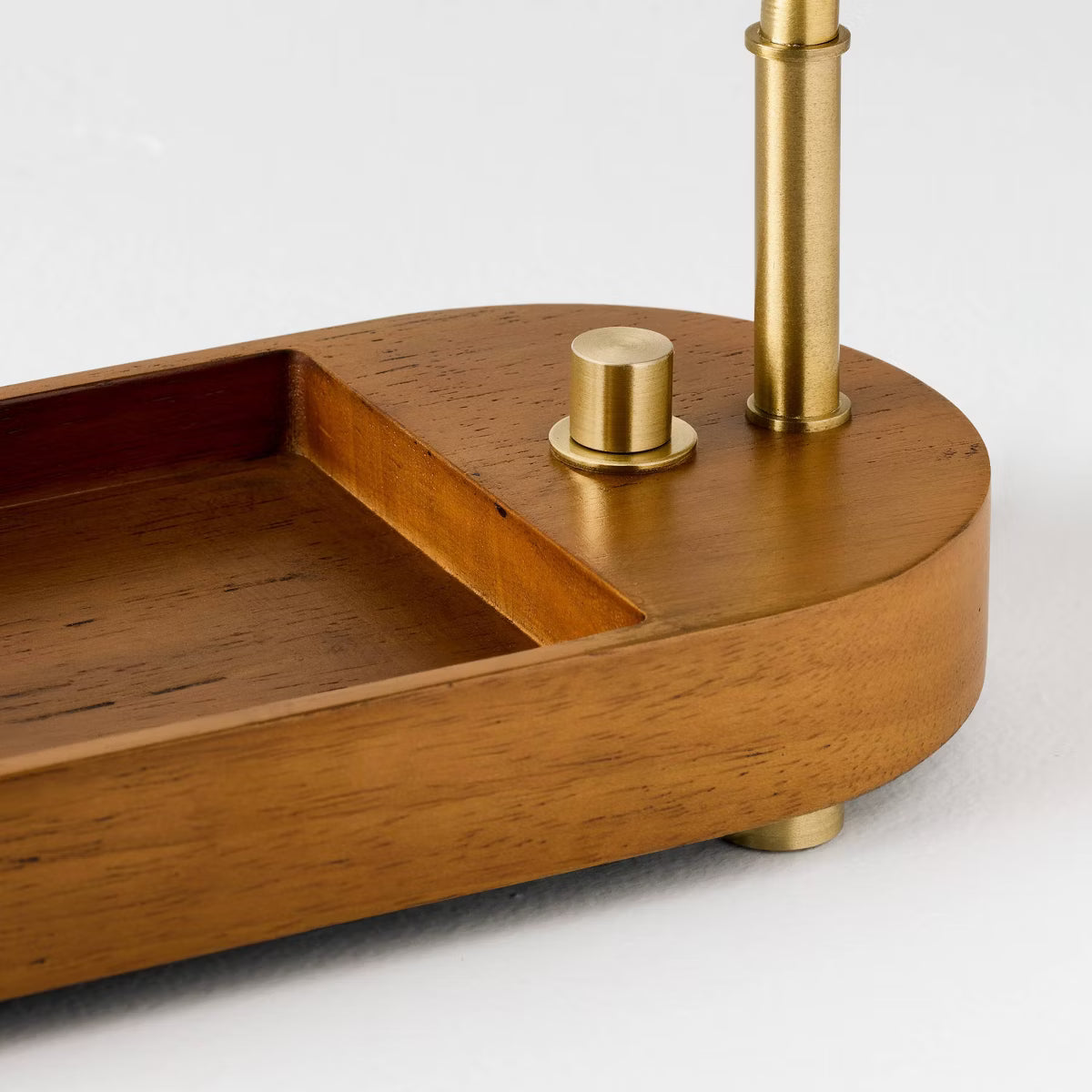 Swivel Accent Table Lamp with Mid Tone Wood Tray