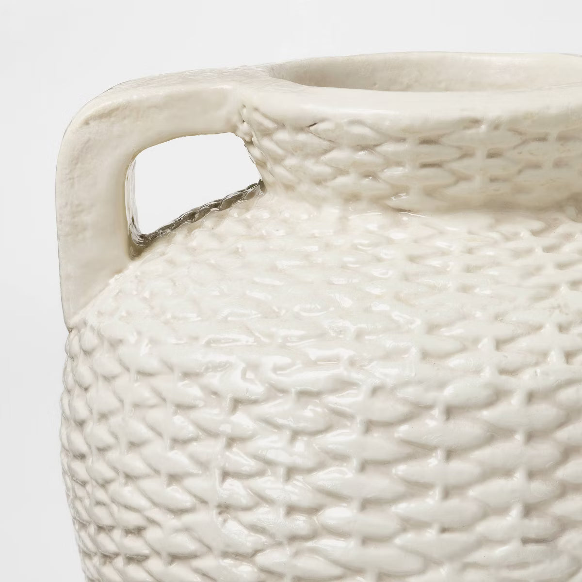 Woven Texture Ceramic Vase Cream