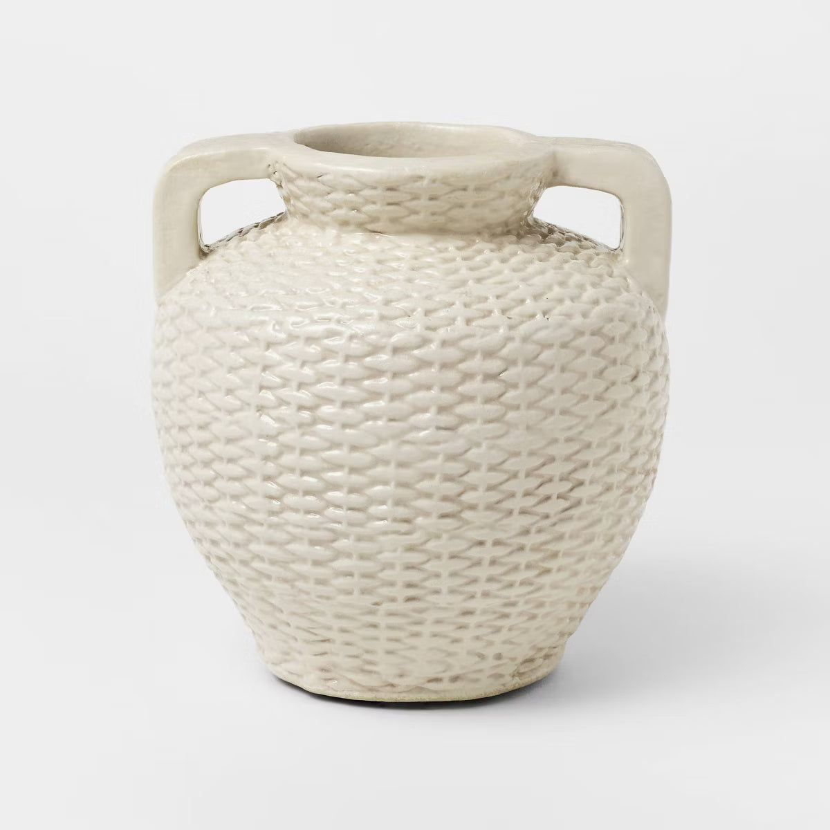 Woven Texture Ceramic Vase Cream