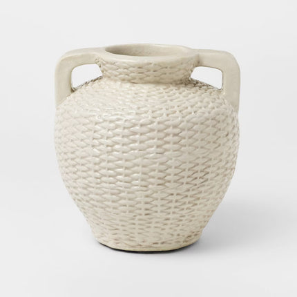 Woven Texture Ceramic Vase Cream